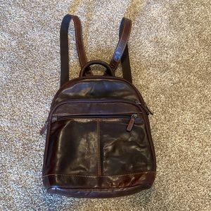 Dark leather bookbag purse